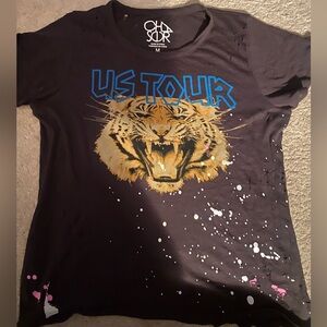 Chaser Black destroyed Tee with Tiger and US Tour Graphic
